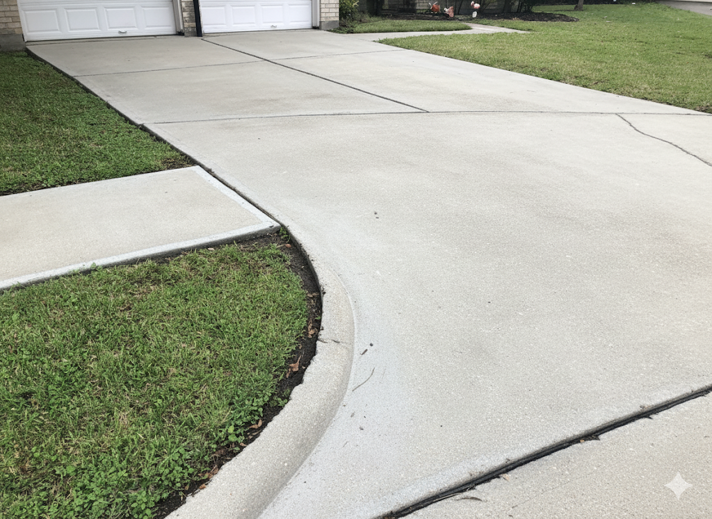 Clean driveway after simulated power wash